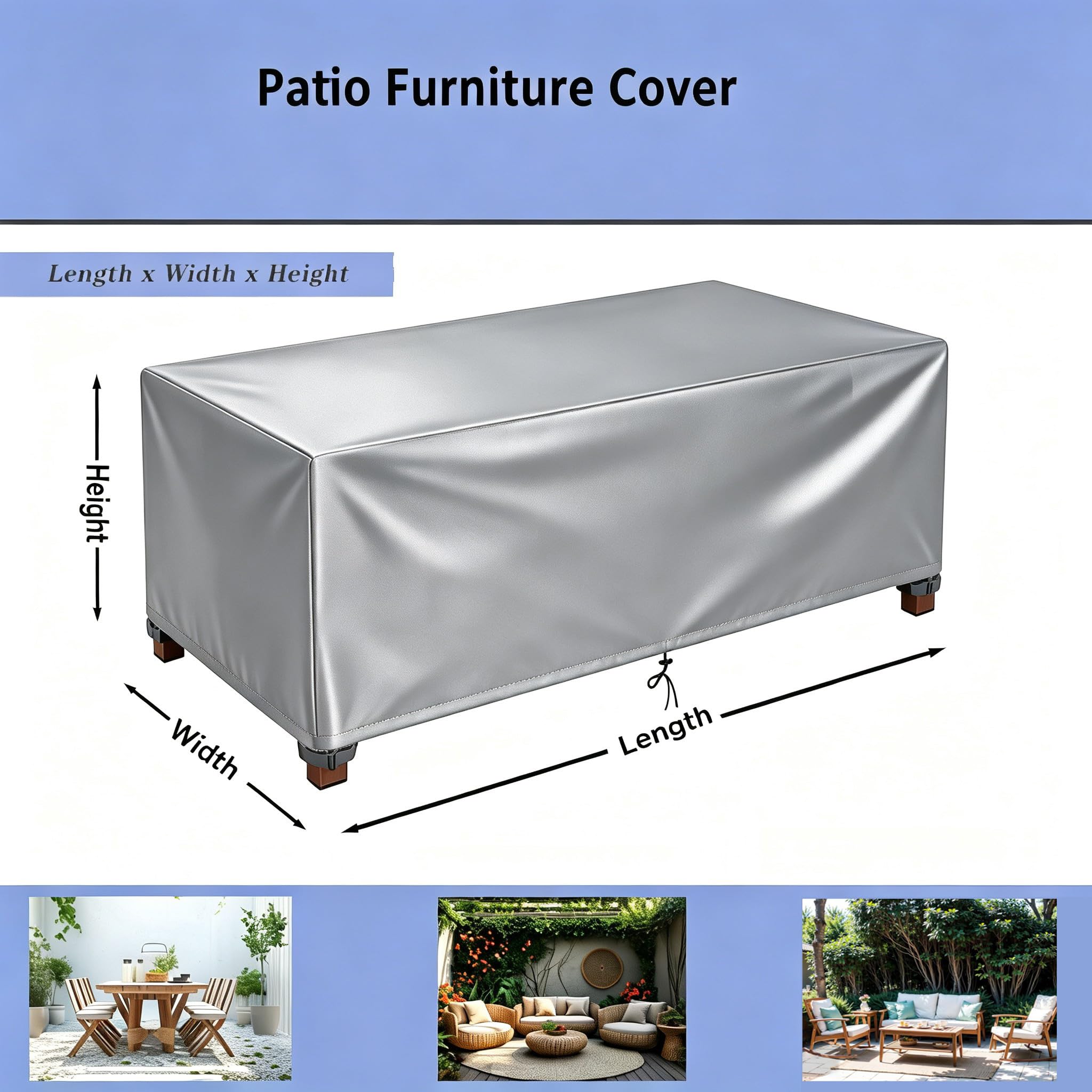 200x160x70cm/LxPxA Copertura per Mobili da Giardino, Outdoors Copertura Divano Giardino, Panno 420D Oxford Panno 420D Oxford Impermeabile Copertura, Tavoli e Sedie da Cortile Raggi UV, Argento