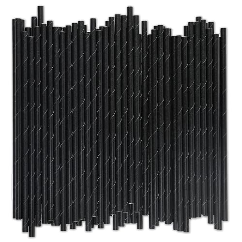 Black Paper Straws 1000 Count, Compostable Cocktail Straws 7.75" Disposable