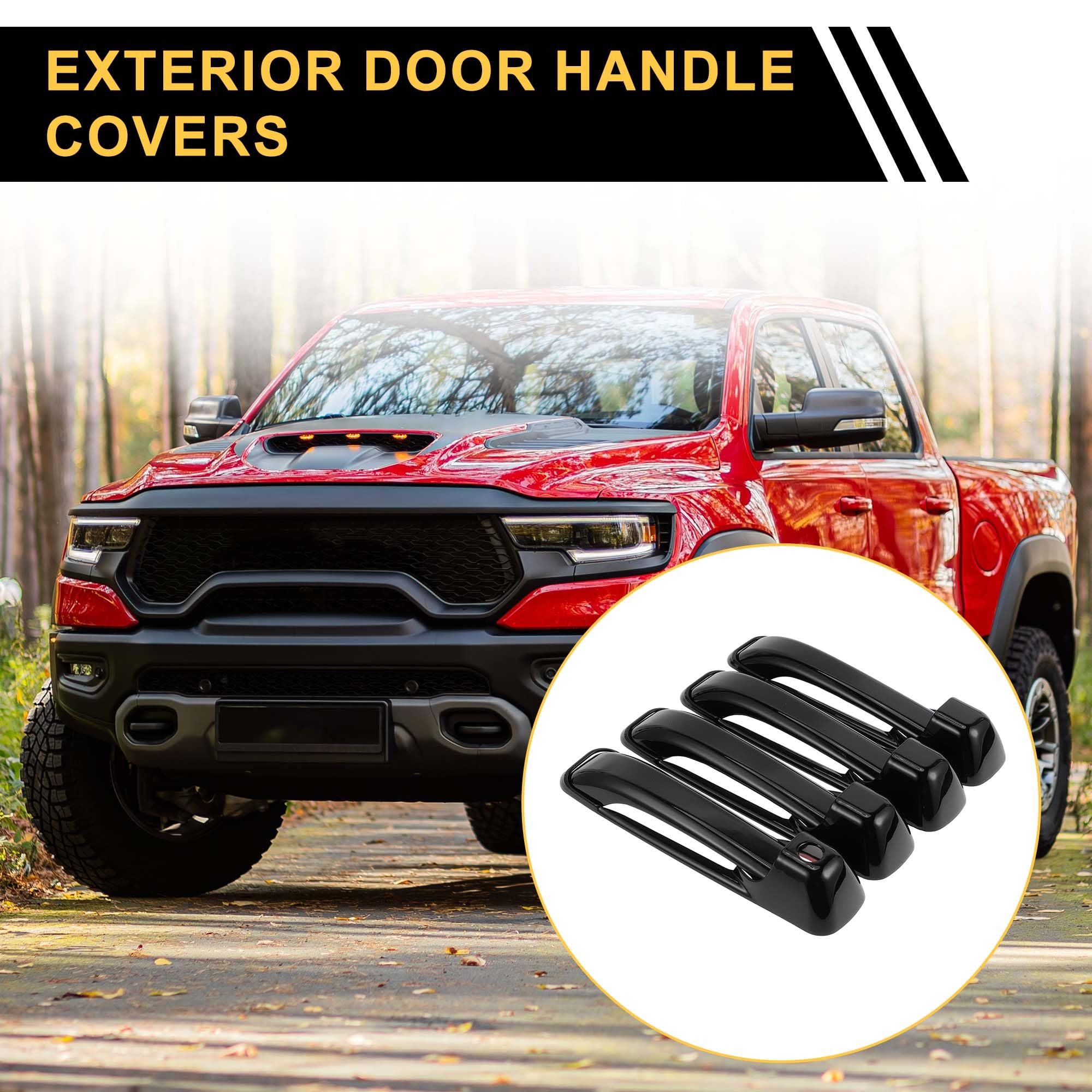 JeCar Carbon Fiber Door Handle Cover Trim Fit for Dodge RAM 1500 2009-2016 2017 2018