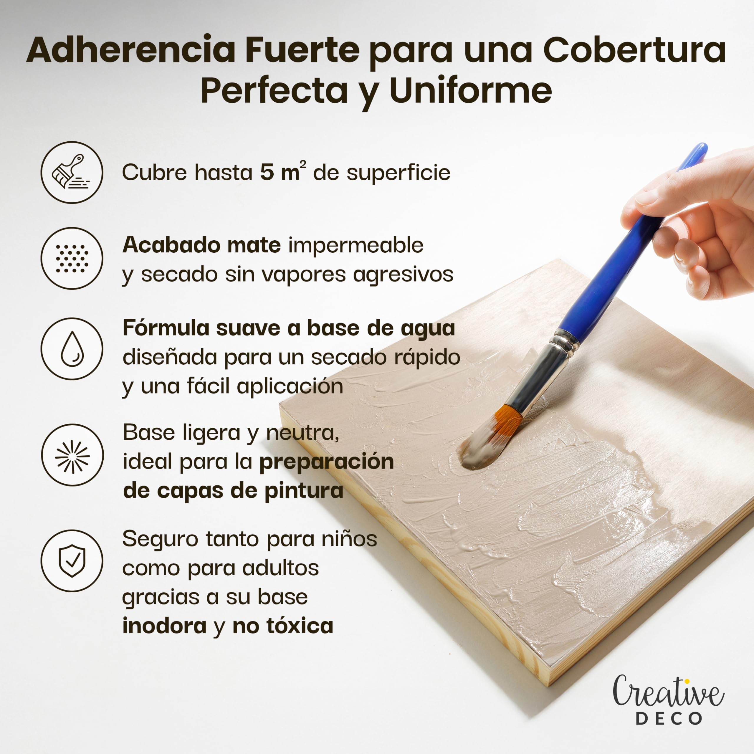 Creative DECO Profesional Gesso Beige | 1L | Pintura Acrílica | Preparación de Pintura | Cebador | Imprimación Cobertura Ideal para Preparar Cada Superficie para Decoupage | Artesanía Manualidades