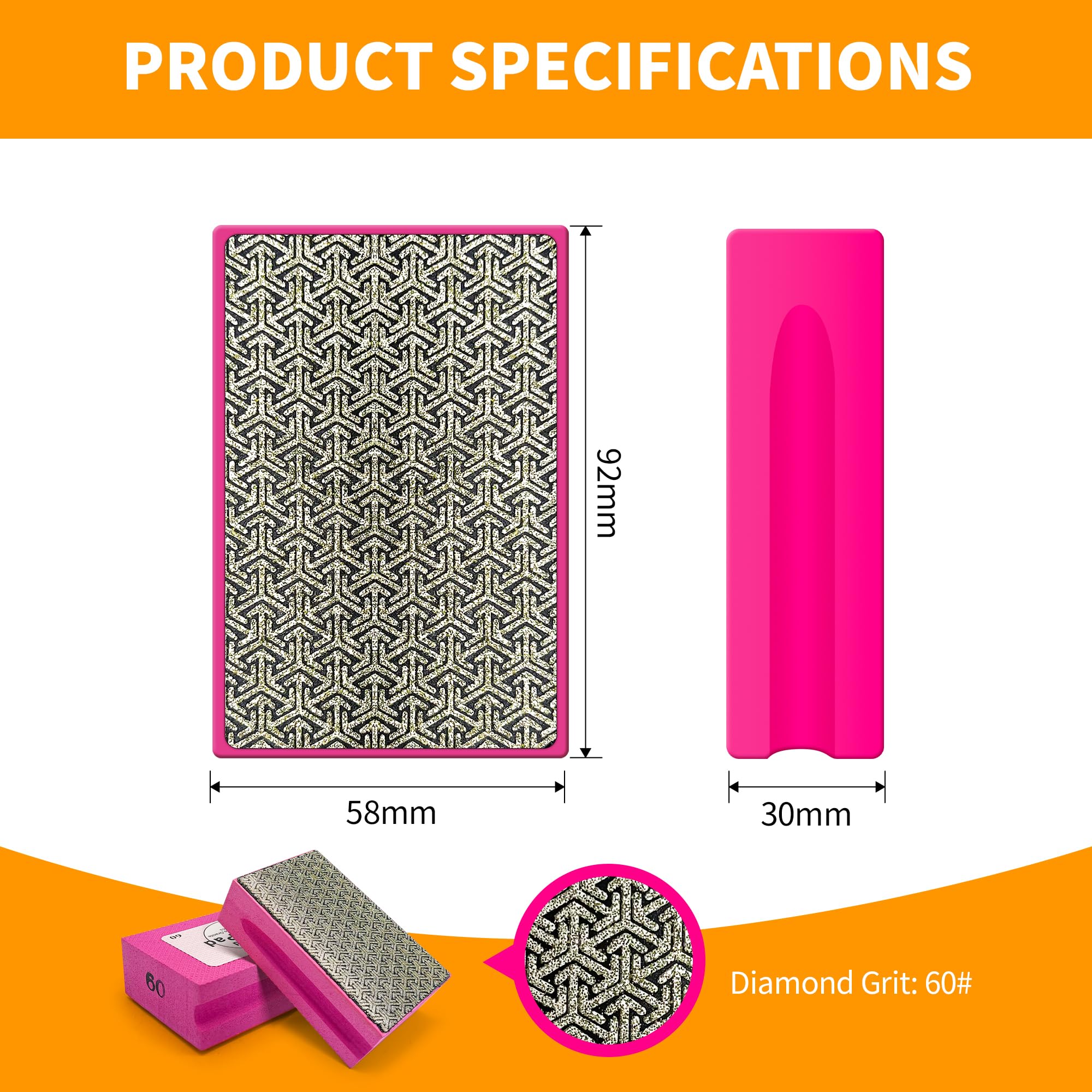 Diamond Polishing Pads - 60 Grit for Glass, Wood & Metal -2 Diamond Polishing Pads - 60 Grit for Glass, Wood & Metal -2