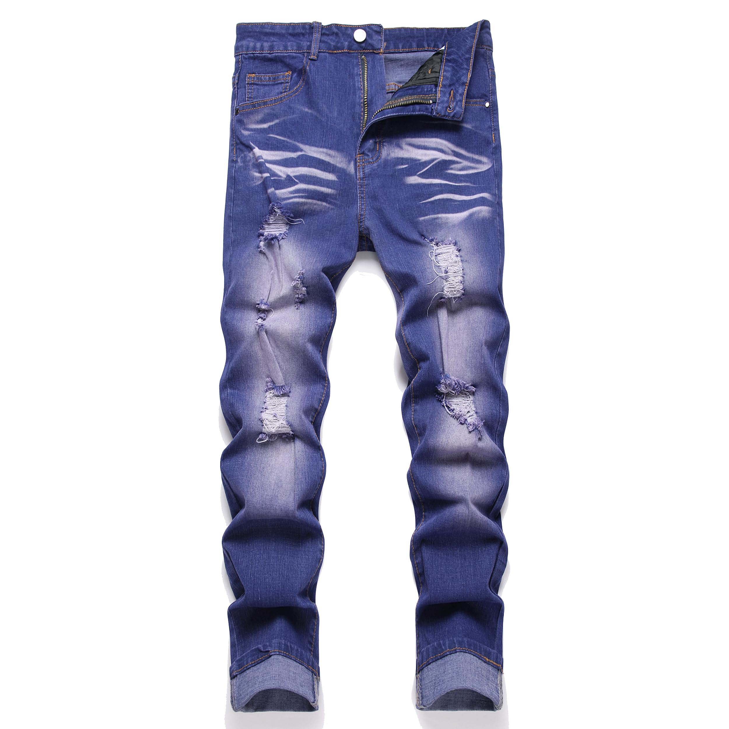 Homllyer Men's Ripped Jeans Stretch Skinny Jeans for Men,Slim Fit Denim Pants 38 Purple