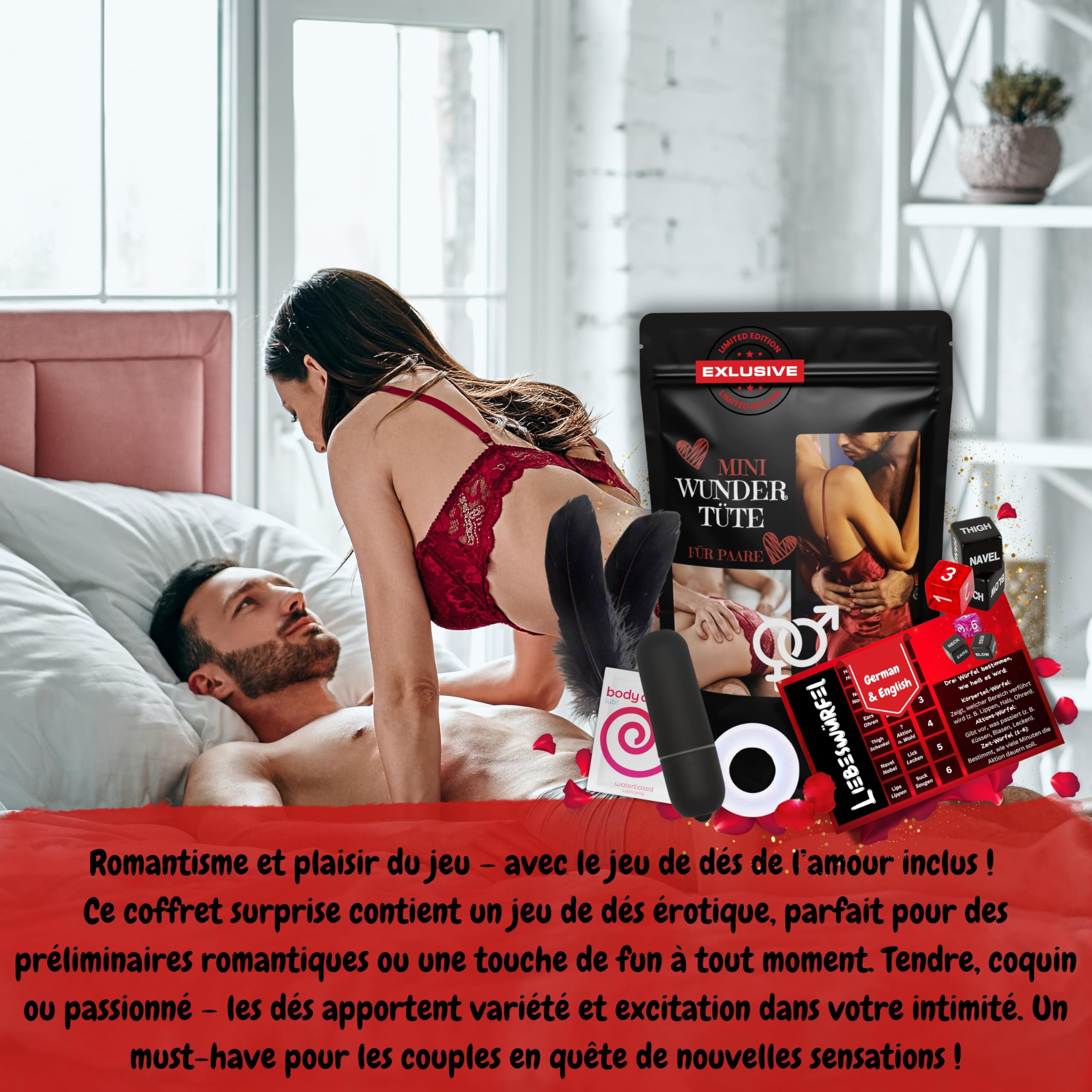 Pochette surprise pour elle et lui - Mini kit érotique en édition limitée - Pour adultes - Boîte surprise pour couples - Jouet sexuel pour hommes et femmes - Semainier sexy
