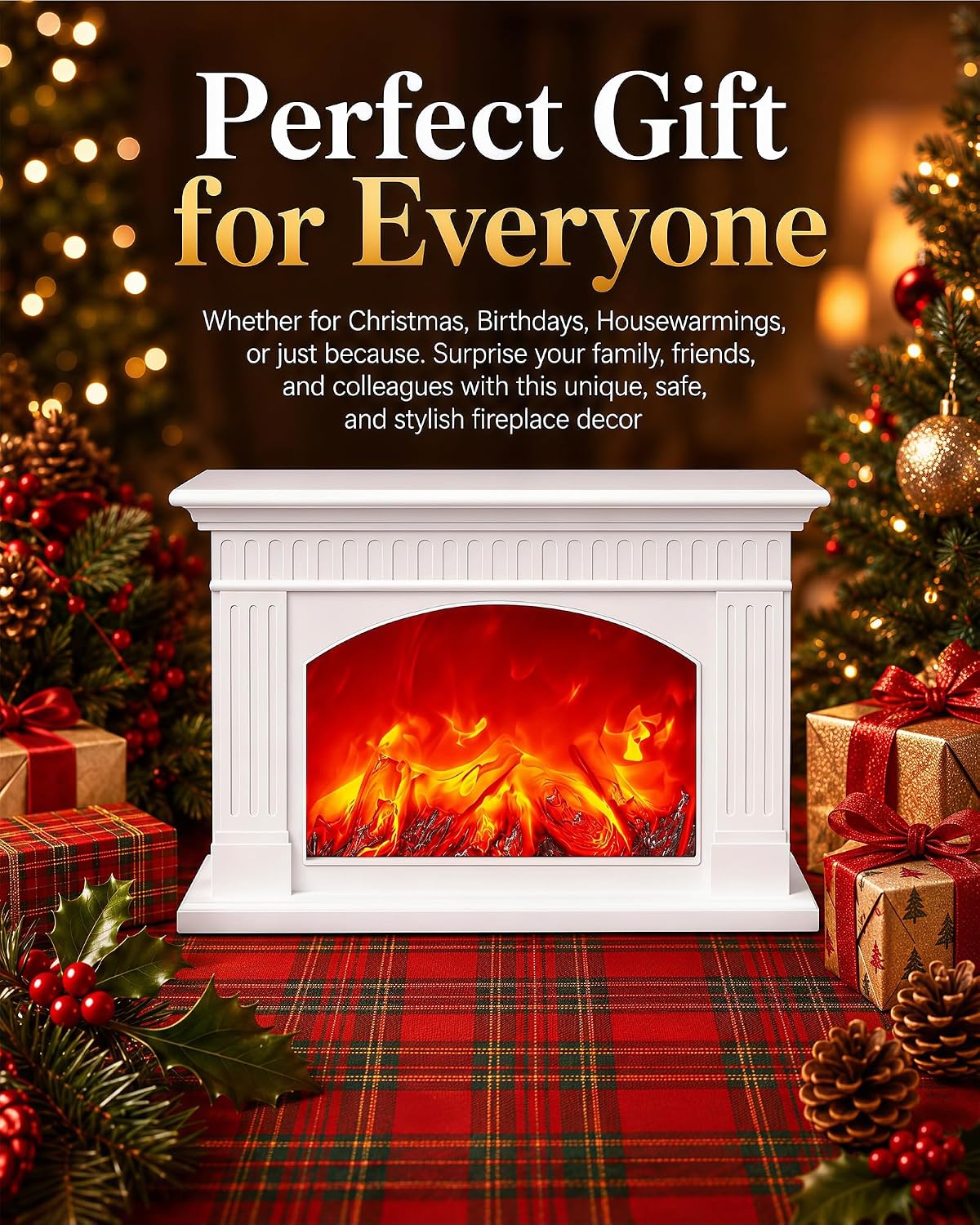 Electric Fireplace Lanterns Decorative with Realistic Flame Effect