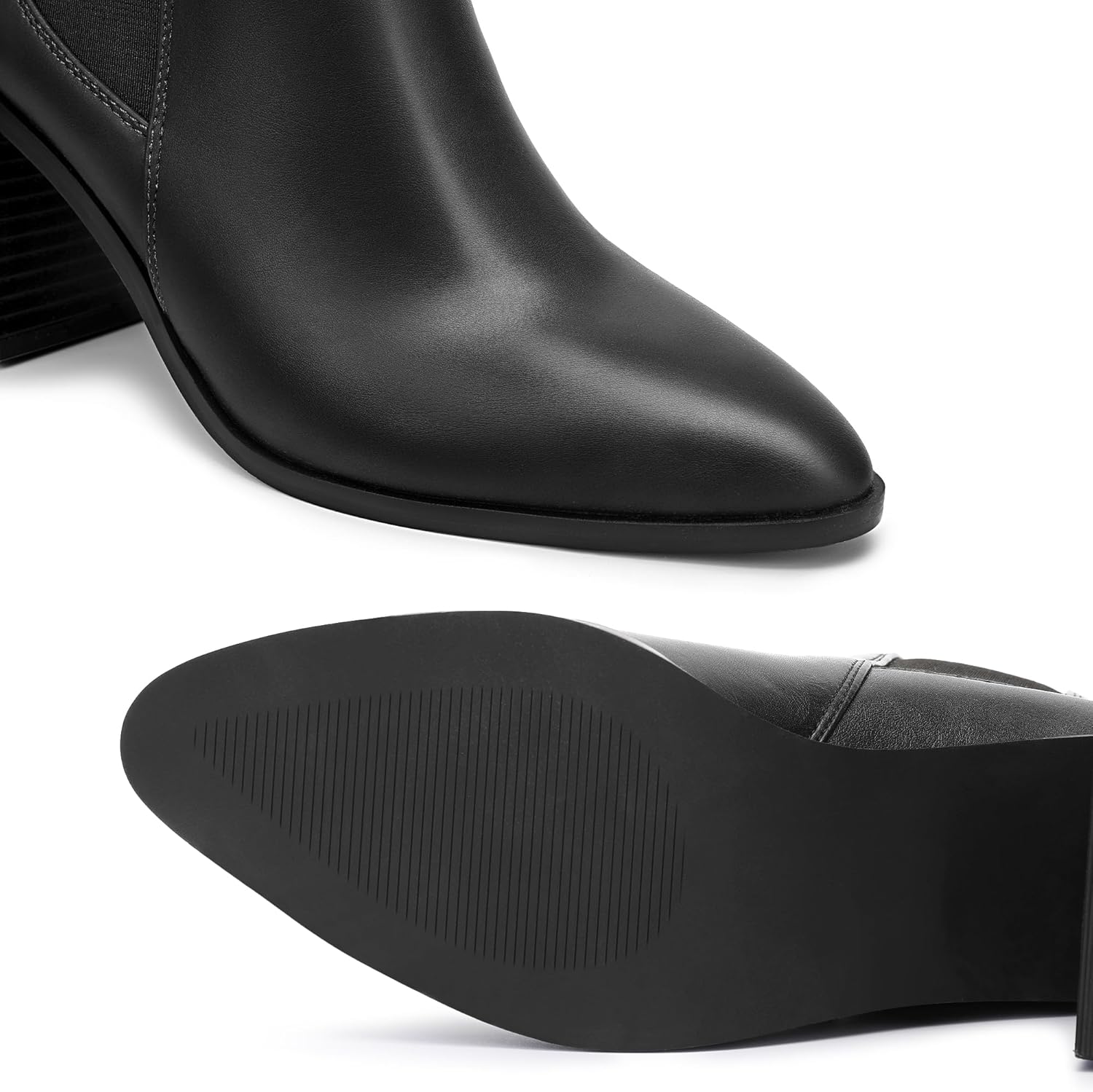 MIXIN Womens Chelsea Ankle Boots Fashion Tall Shaft Low Chunky Block Heel Pointed Toe Fall Winter Heeled Booties Shoes - Image 2