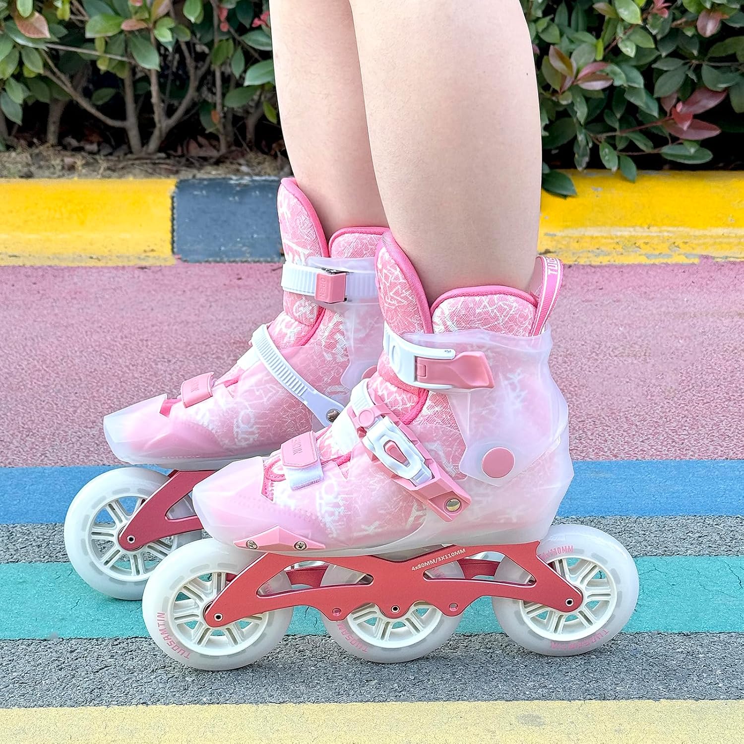 Inline Skates for Women Adult and Girls, Adjustable Outdoor Roller Skates with 3 110MM Wheels