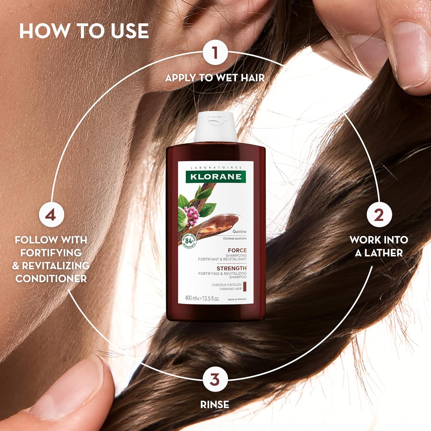 Klorane Strengthening Shampoo with Quinine - Dermatologist-Tested - Natural Alternative Thickening Shampoo for Hair Thinning - Support Stronger, Healthier Hair for Men & Women - 13.5 fl. oz. - Image 6