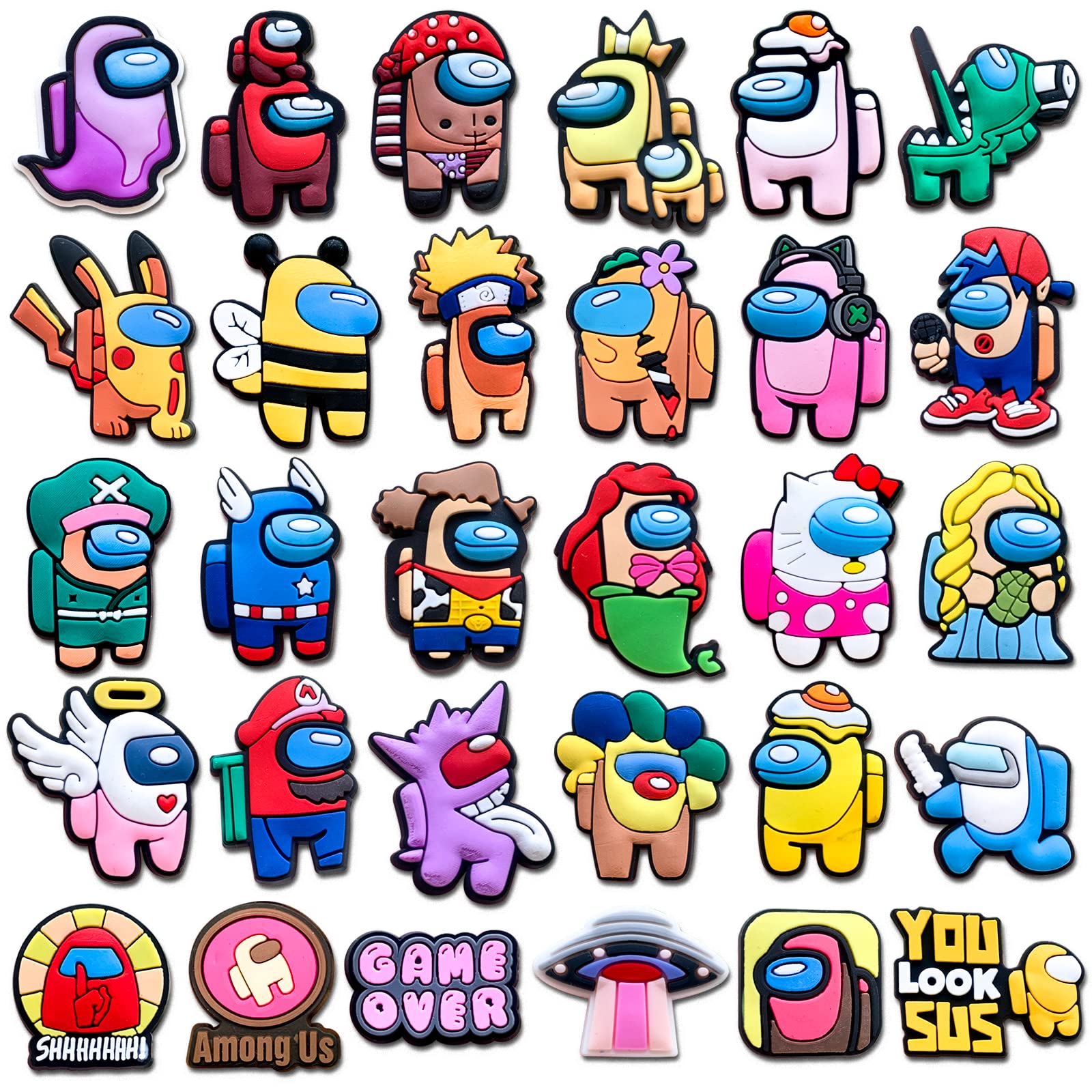 Lovelitlesix30 45Pcs Shoe Decoration Charms for Croc Sandals Decoration Game Croc Charms for Kids Boys Teens Adults Men Party Gifts