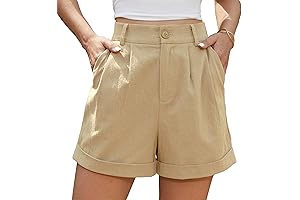 Jouica Womens Kahki Short with Roll-Up Pleated Hem