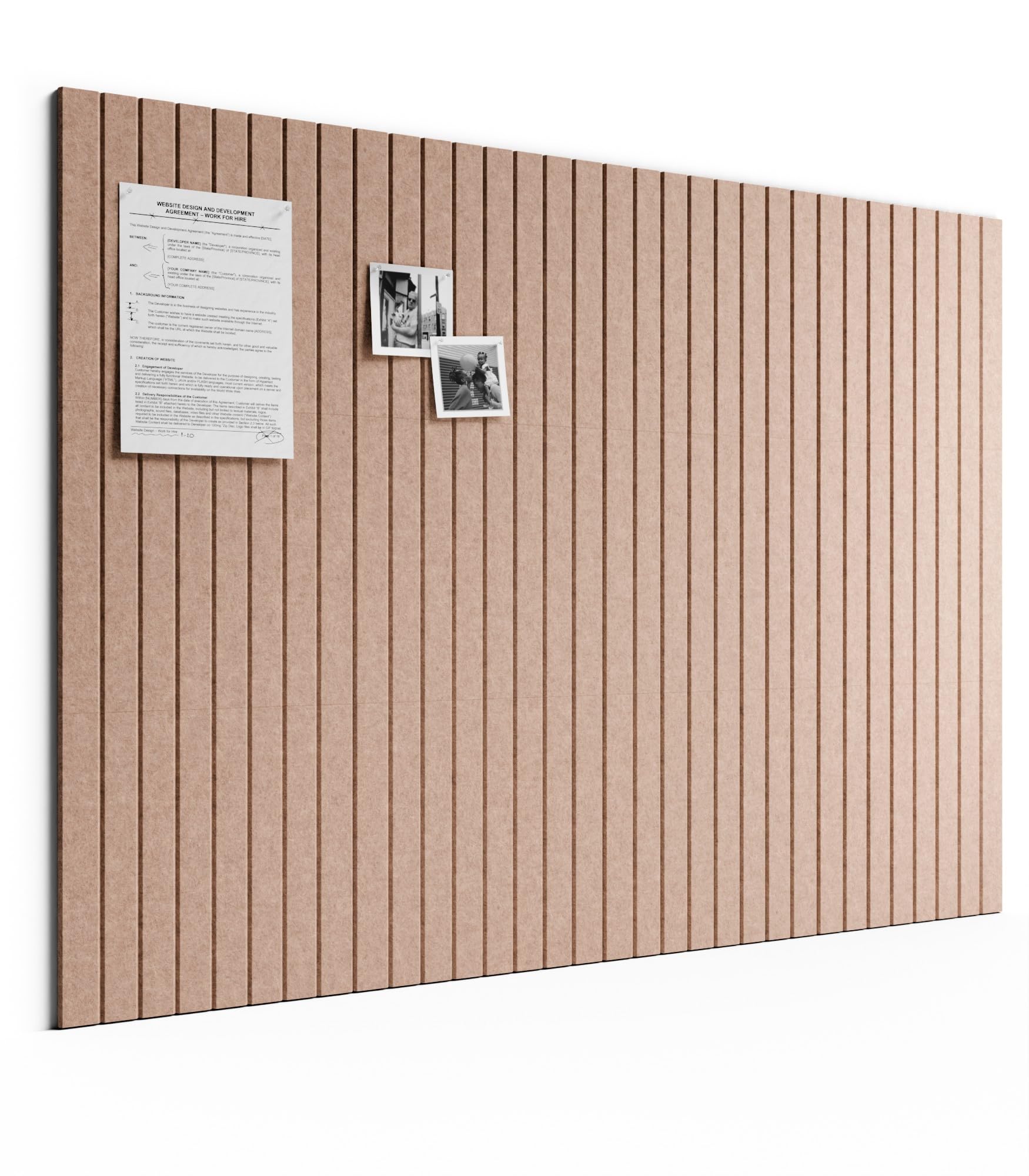 Bumusty Large Cork Board Alternative-48 x 36" Felt Bulletin Board Tiles, with 30 Pushpins, 70 Adhesive Tabs, 12-Pack Slat Wall Paneling, Cork Boards for Office Push Pin Board Felt Board-Terracotta