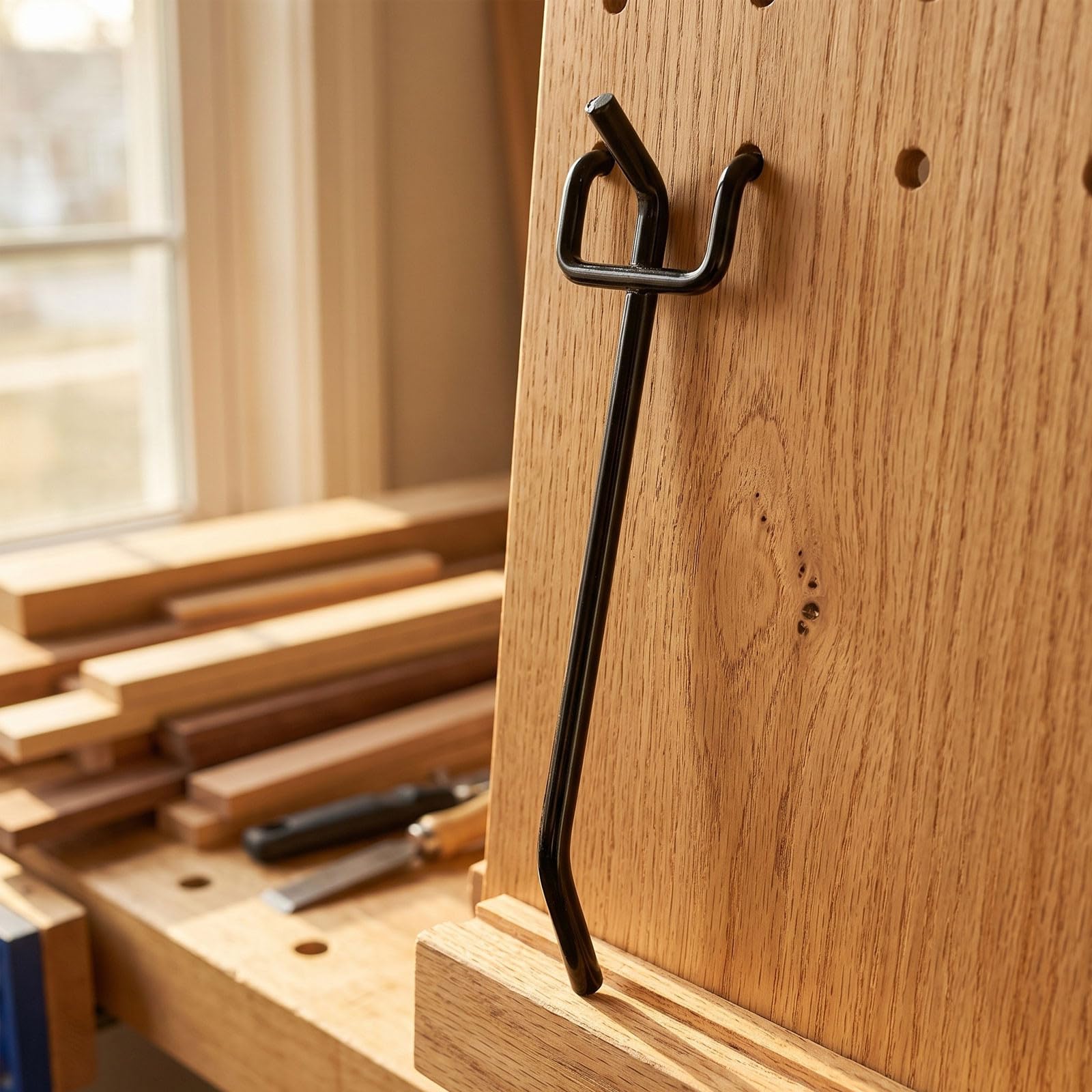 Gatuida 50 Stück Lochwandhaken, 15 cm, schwarzes Metall, universelle