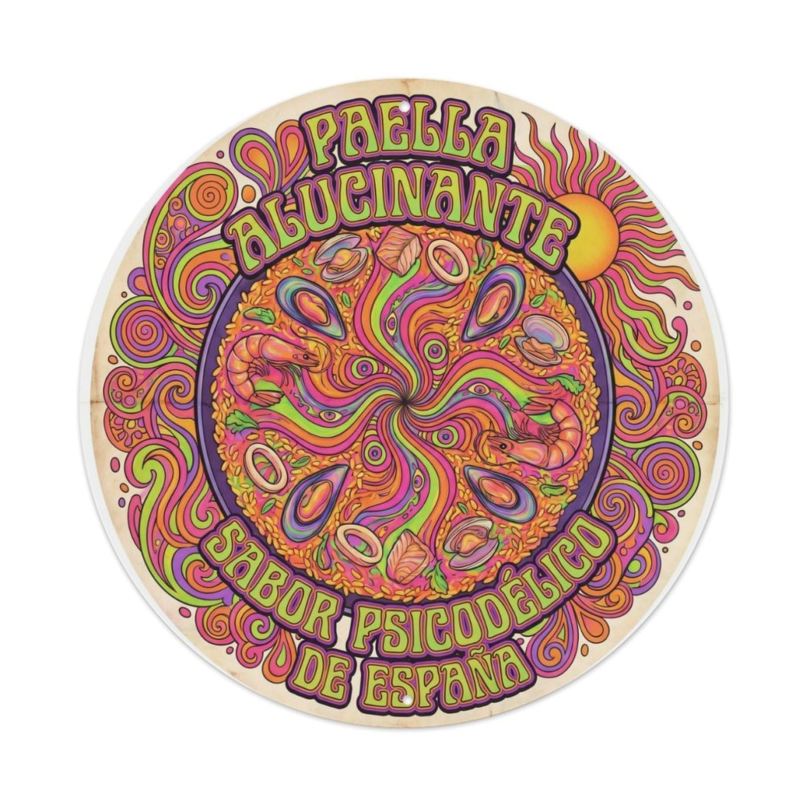 Paella Restaurant Psychedelic Spanish Food Metal Tin Sign