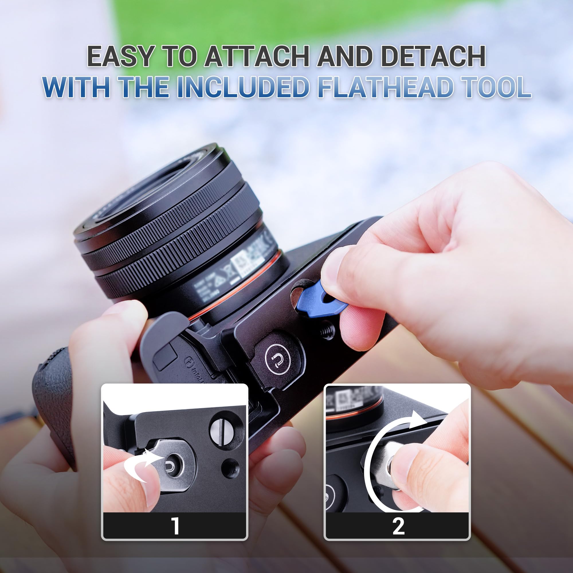 JJC A7CII - Agarre de mano para cámara con compartimento de almacenamiento oculto para cámara Sony A7CII A7CR, sustituye a la extensión de agarre Sony GP-X2, Alpha 7CII ILCE-7CM2 placa de liberación