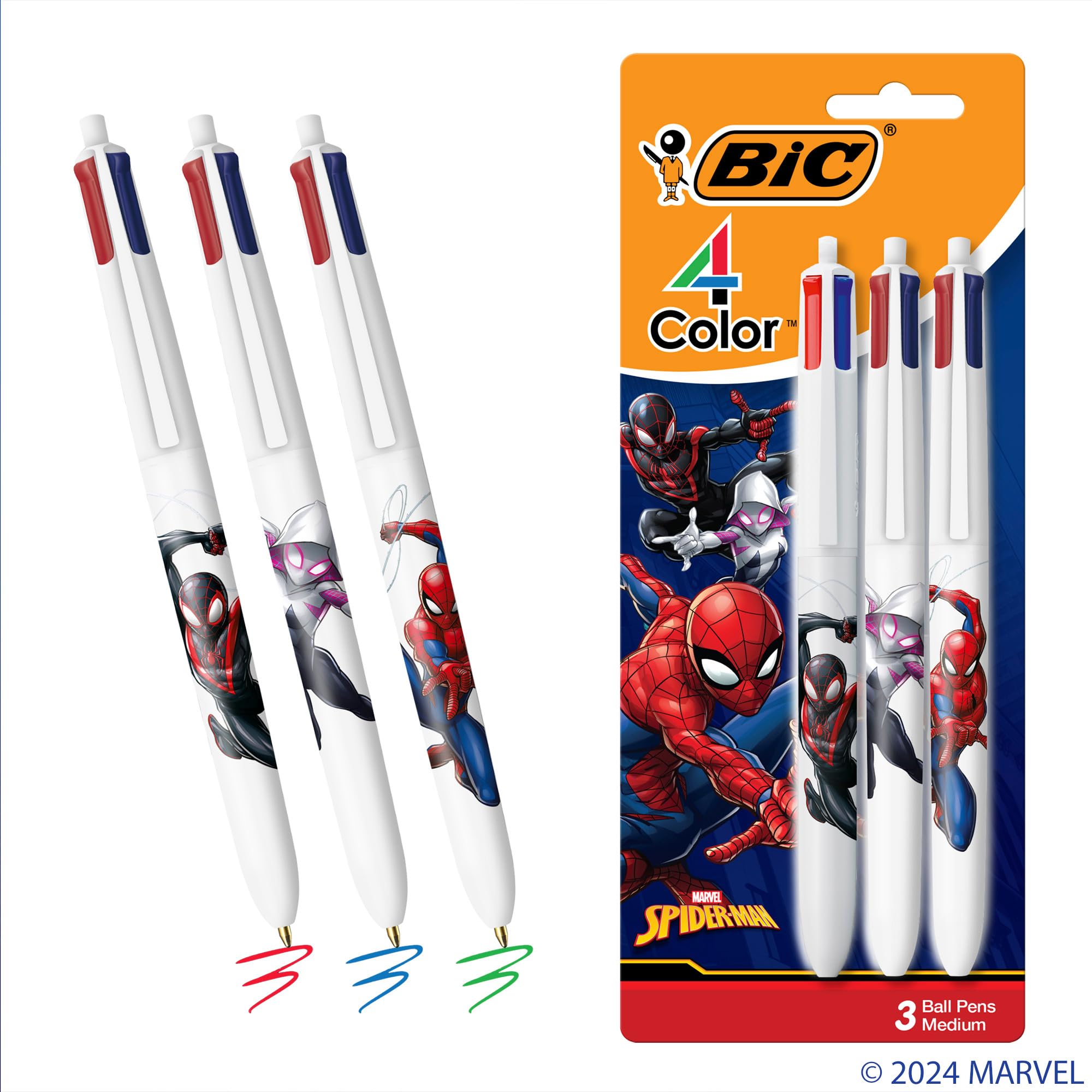 Amazon.com : BIC 4-Color Marvel's Spider-Man Edition Retractable Ball ...