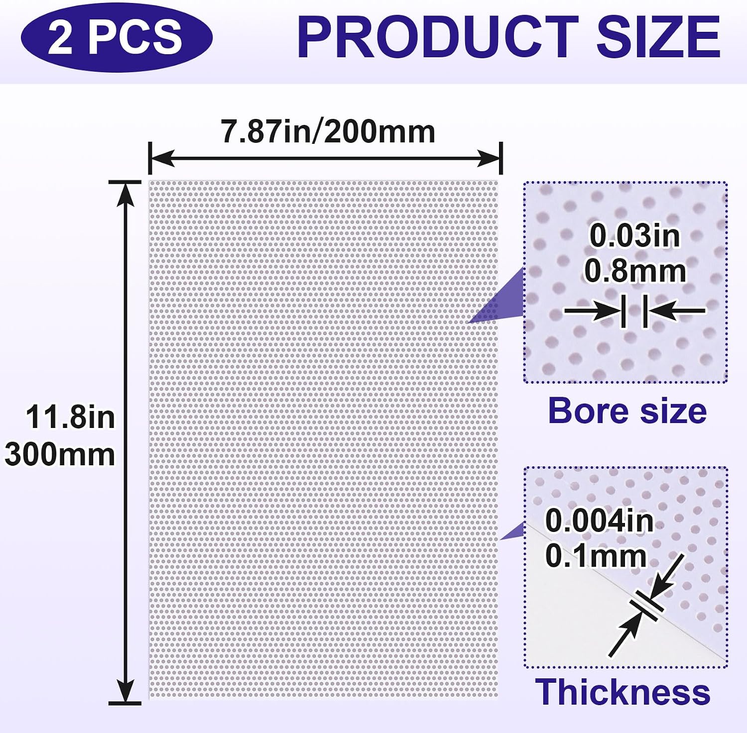 STSTR 2 Sheets 0.8 mm Fursuit Eyes Mesh, White 11.8 x 7.87 Inch