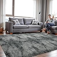 Vista 19 de junovo Alfombra de área lavable y antideslizante, alfombras de área pequeñas y esponjosas, alfombra peluda para sala de estar, alfombra suave