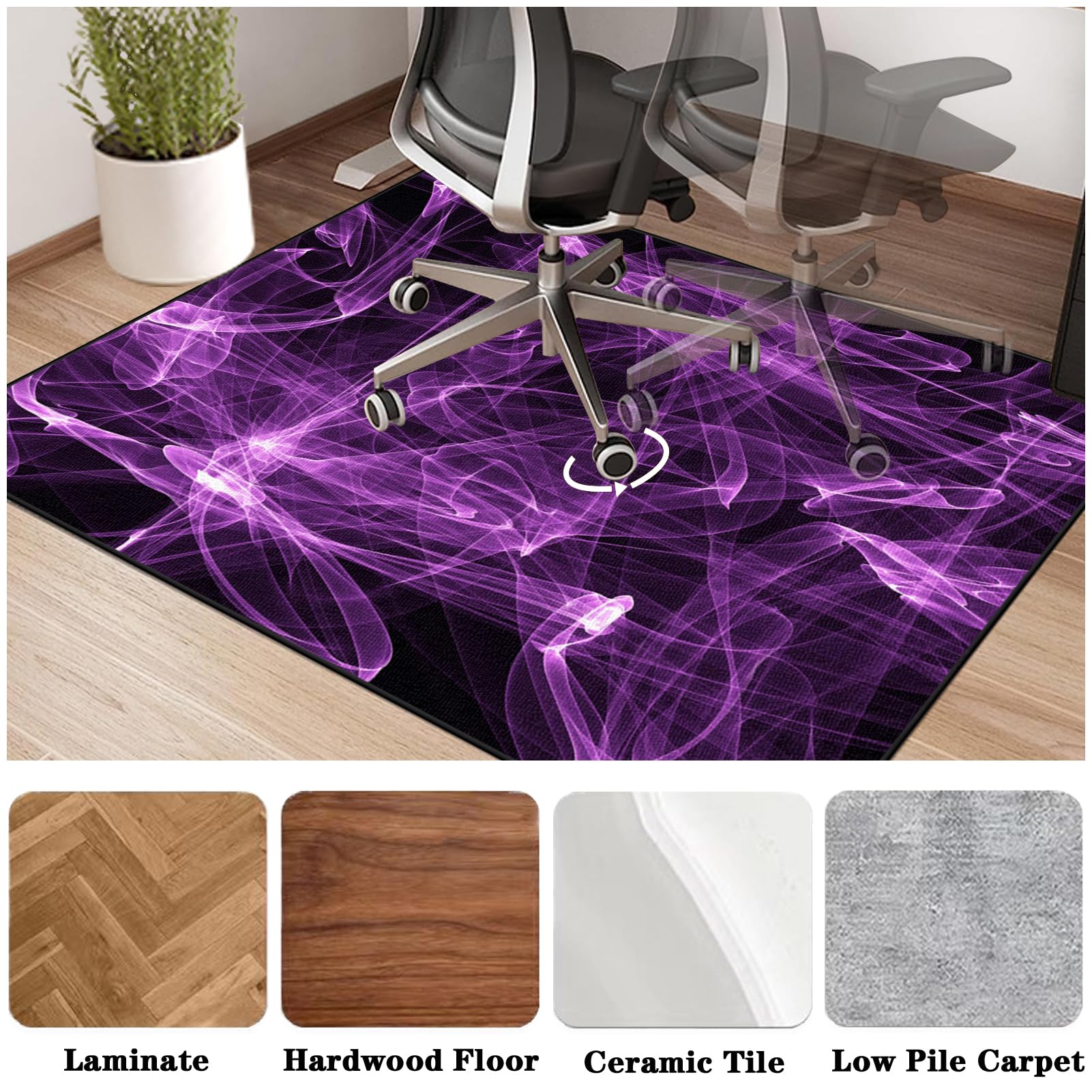 Tappeto per Sedia Ufficio per Pavimenti Duri Tappetino Protettivo per Sedia da Ufficio Gaming Antiscivolo Tappeto Gaming Pavimento Tappetino di Protezione per Pavimento Moquette Multiuso 80 x 120 cm