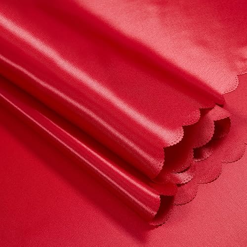 Miniatura 7 de KKJIAF Paquete de 1 mantel de satén rojo de 58 x 102 pulgadas, rectangular, brillante, sedoso y suave, para decoración de banquete de boda, fiesta