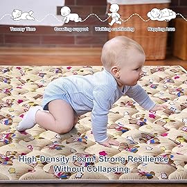 Baby Play Mat - 79 X 71,Premium Thicker Foam One-Piece Crawling Mat, Machine Washable, Extra Large Anti-Slip Activity Playmat for Babies, Toddlers & Infants