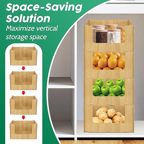 Miniatura 4 de TidyFriend - Contenedores apilables de plástico para despensa, paquete de 4 contenedores apilables para organizar alimentos, cocina y artículos