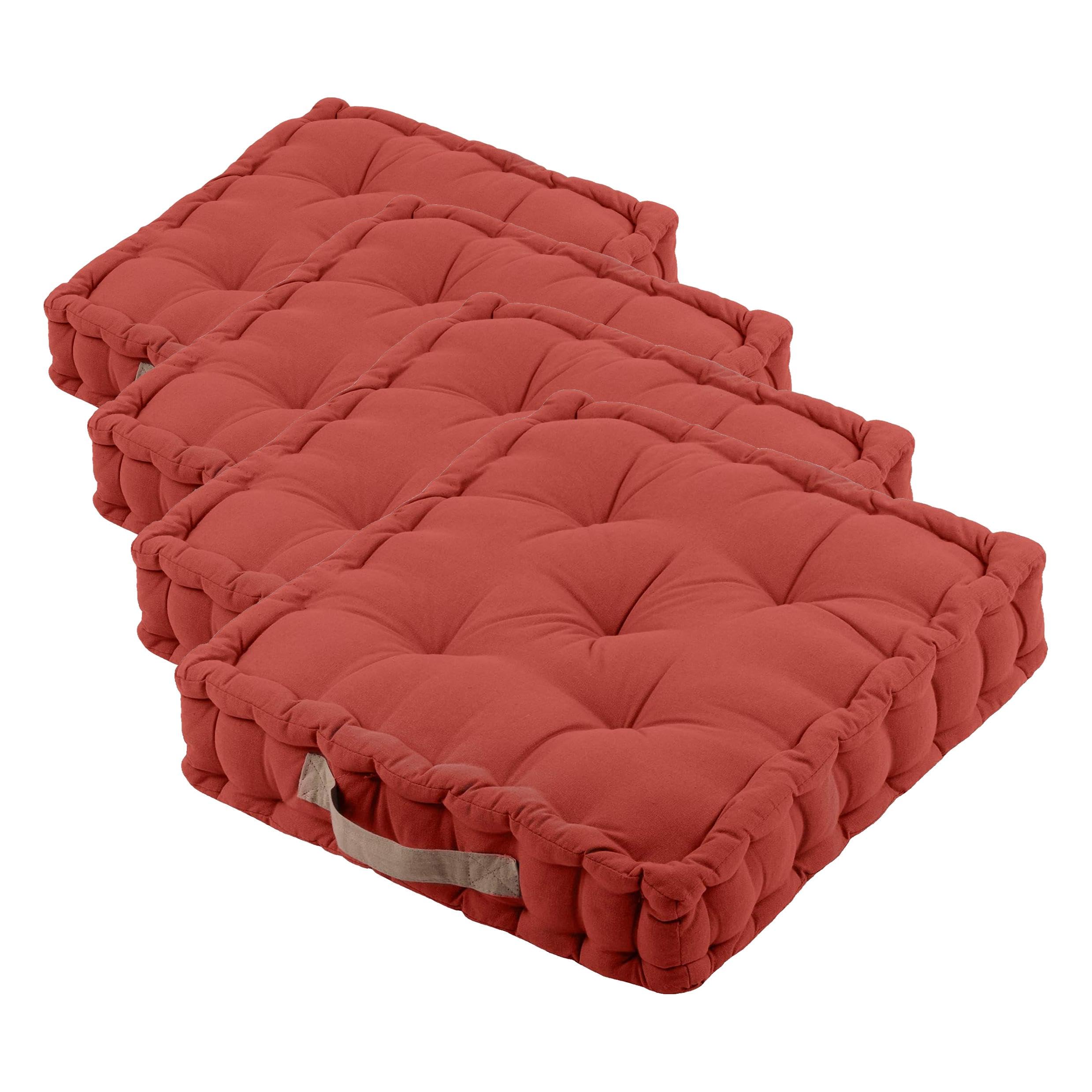 Coussin de sol confortable 45x45 cm Stof en pur coton avec épaisseur idéale (Lot de 4)