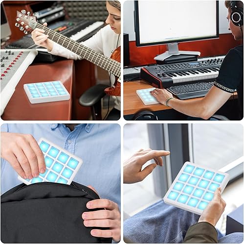 Miniatura 43 de M-WAVE Controlador de teclado MIDI USB de 25 teclas con 8 almohadillas retroiluminadas, teclado dinámico profesional semiponderado Bluetooth, 8