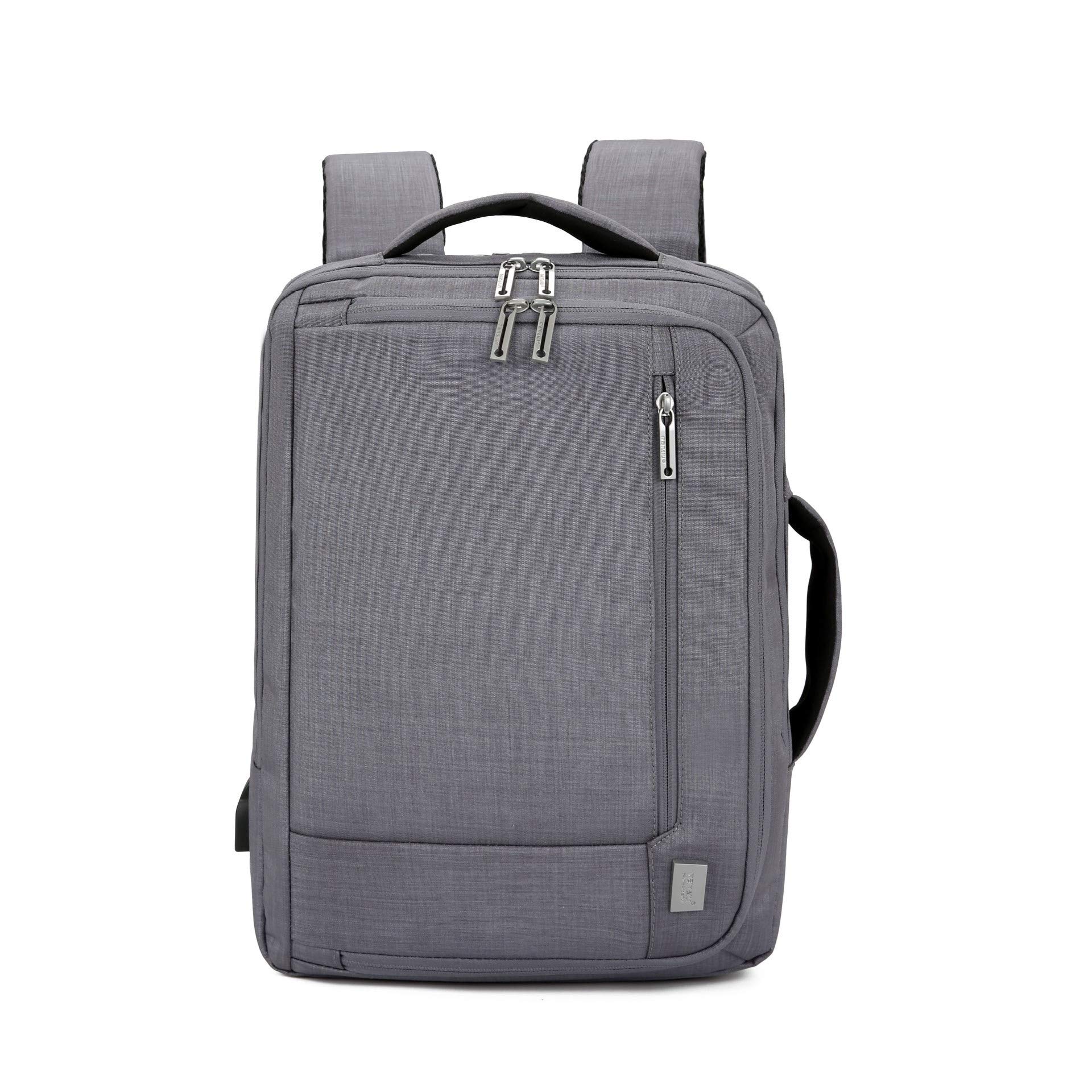 Weqiao Laptop Backpack Water-Repellent Business Laptop Computer Bag with USB Charging Port Casual Daypack for Travel Hiking Camping College (Gray)