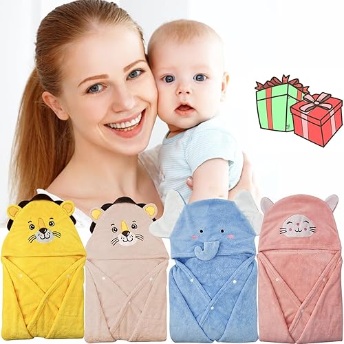 Miniatura 5 de ROMASA Toalla de baño para bebé con capucha, ultra suave y absorbente, bata de baño para recién nacidos, regalos de ducha (gato rosa)