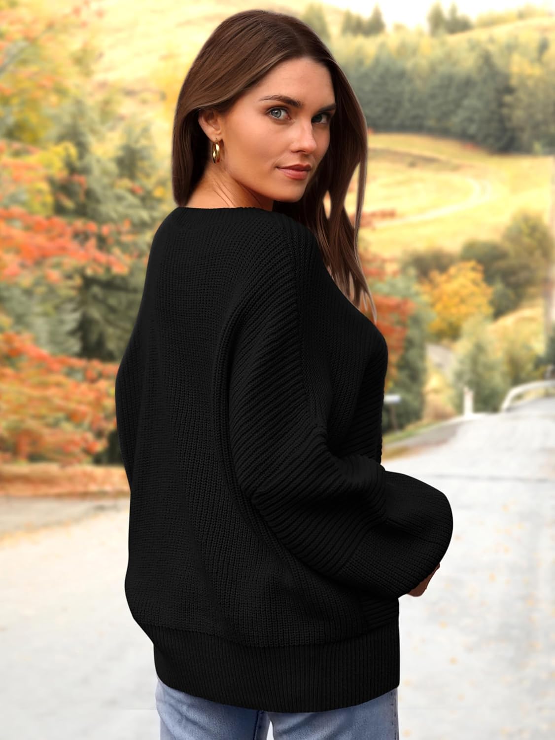 PRETTYGARDEN Womens Sweaters Fall 2025 Lantern Long Sleeve Oversized Sweater Casual Crewneck Chunky Knit Ribbed Pullover Tops - Image 3