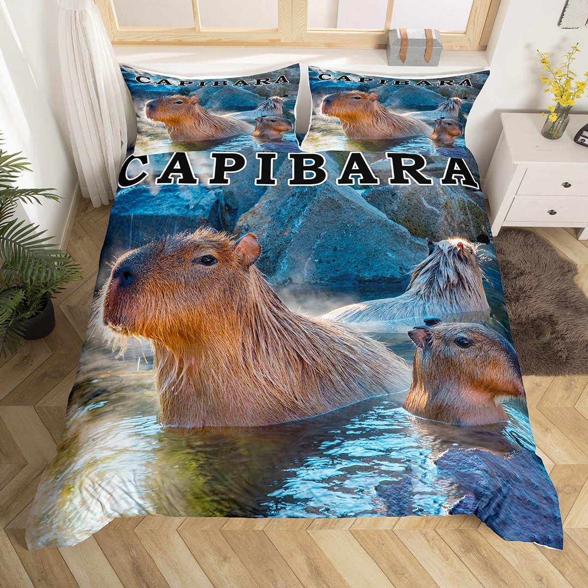 Homemissing Boys Multicolored 13222 Capybara Comforter Cover Capybara Duvet Cover Capybara Animal For Kids Girls Duvet Coverwild Animal Bedspread Cover Decor Breathable Bedclothes Double