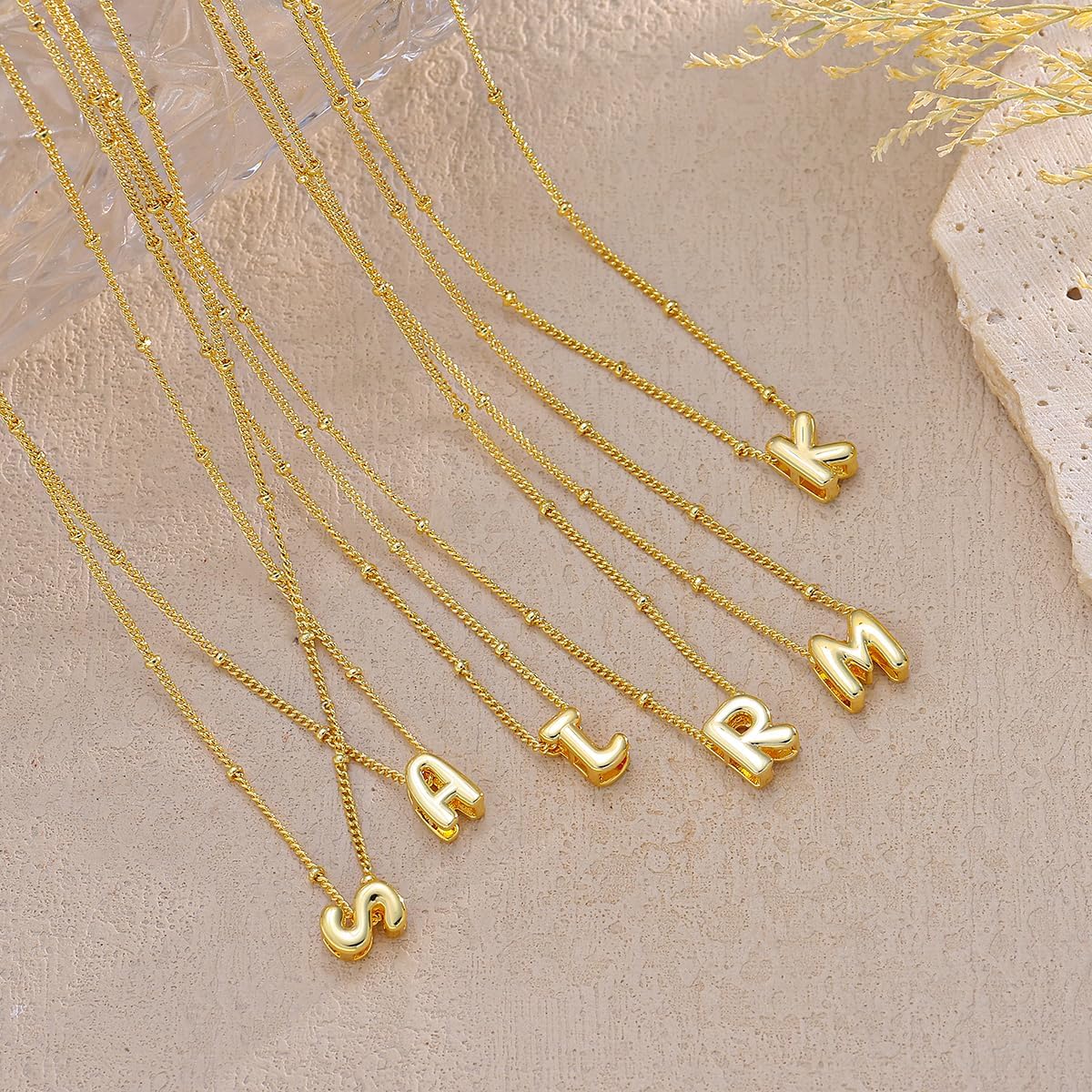 Bubble Letter Necklace Gold, Dainty Initial Necklaces for Women 14K Gold Plated Small A to Z Name Necklace Personalized Simple Initial Pendant Cute Choker Necklaces for Women Trendy Jewelry - Image 6
