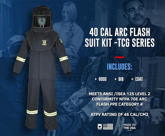 Oberon Arc Flash Suit - 40 Cal - Kit includes Bib Suit, Coat, Hood - CAT SERIES