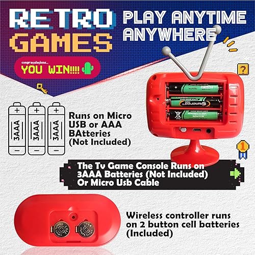 Miniatura 3 de Mini consola de videojuegos Tiny Retro TV de 2.8 pulgadas, TV y portátil para dos jugadores con juego y sonido reales, controladores inalámbricos