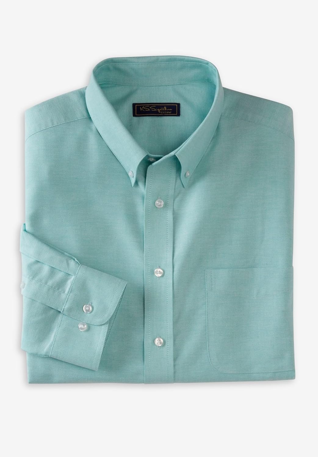KingSize Men's Big & Tall Long-Sleeve Wrinkle-Free Everyday Oxford - 19 37/8, Tidal Green