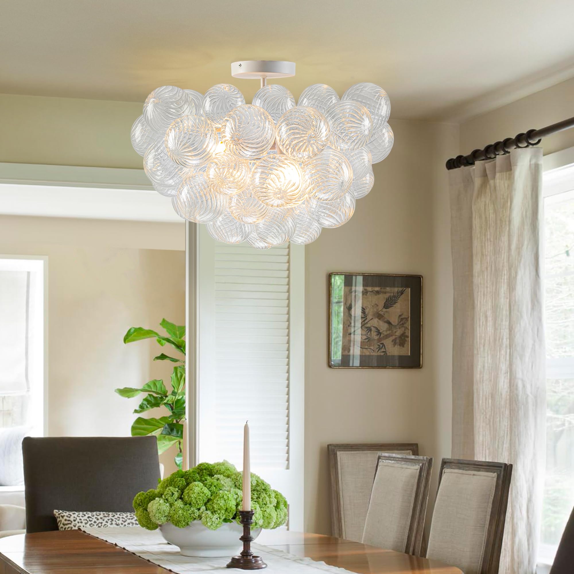 Longree Bubble Ball Glass Chandelier White Finish 20