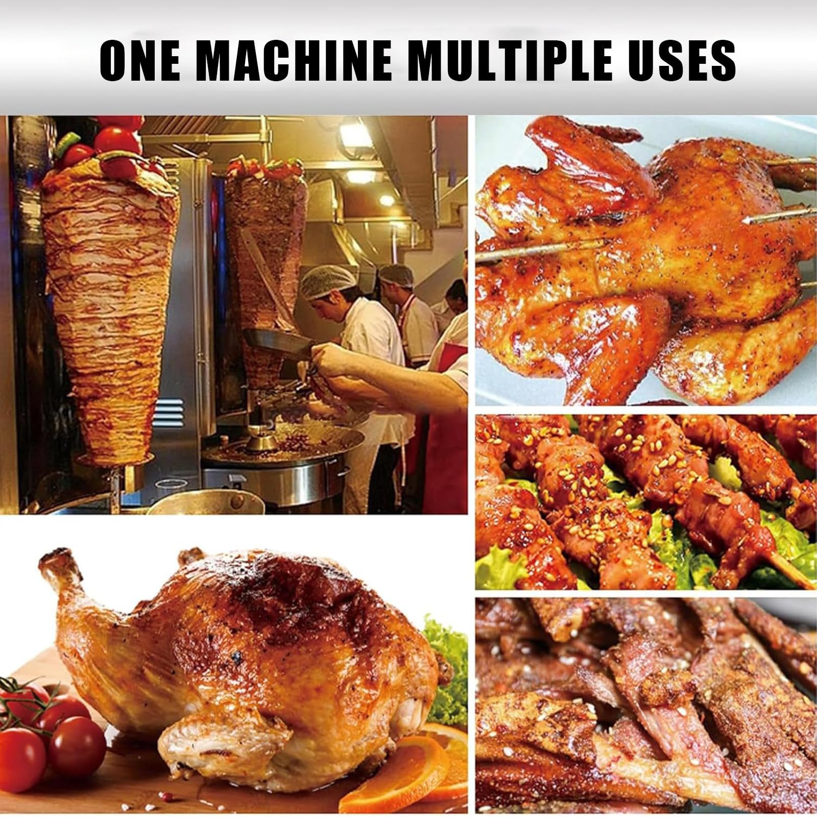 Parrilla De Gas Comercial, MáQuina Asadora Vertical, Horno Asador, MáQuina Asadora De Pollos, Calentamiento Uniforme, ExtraíBle para Limpieza, para Restaurante,Silver-L