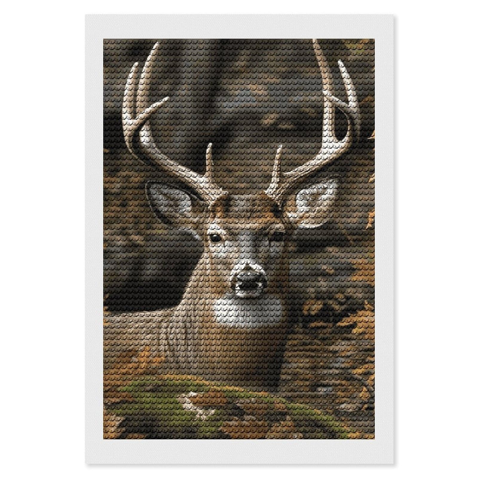 DWVTSLH Camouflage Deer Diamond Painting Kits for Adults, Personalized Diamond Photo Art Full Drill, DIY 5D Diamond Art Painting Kits for Beginners, Home Wall Decor 8"x12"