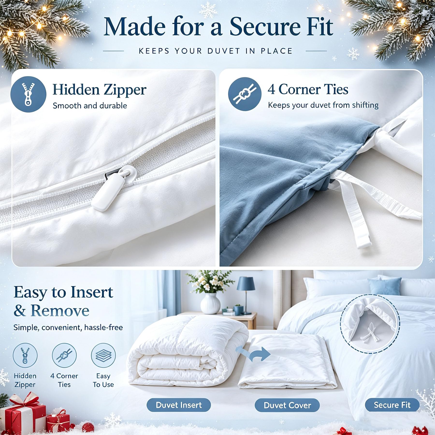 Christmas Housse de Couette Animaux Mignons, Parure de Lit avec 2 Taies