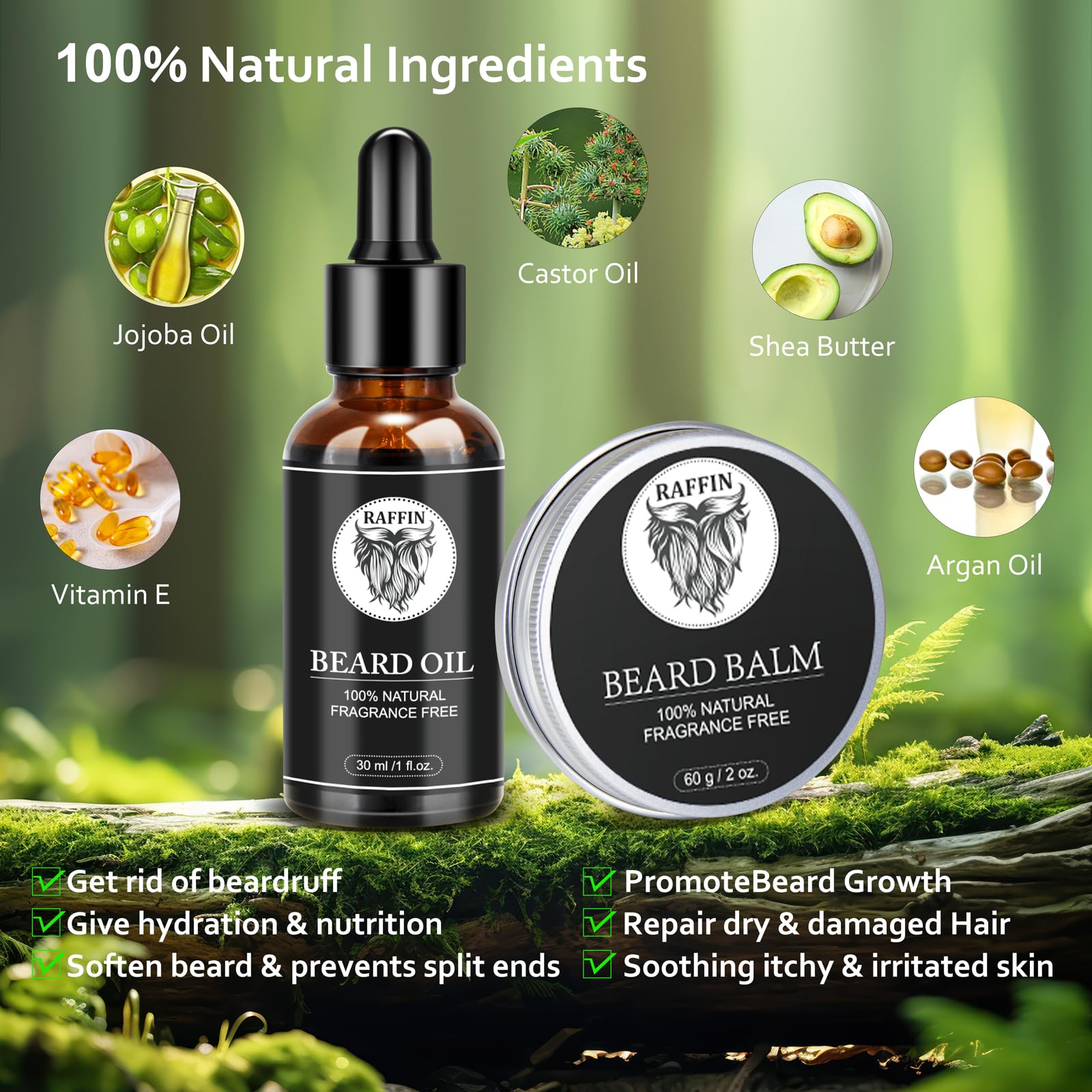Gifts for Men - Beard Kit w/Beard Oil & Balm, Beard Brush & Comb, Beard Wash/Shampoo for Men's Self-care, Fathers Day & Birthday Gifts for Husband Dad Him Boyfriend, Dad Day Gifts from Daughter Son