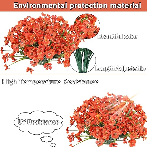 Miniatura 6 de IVITA 10 paquetes de flores artificiales para exteriores, resistentes a los rayos UV, artesanía original, flores falsas con hermosos patrones, no se