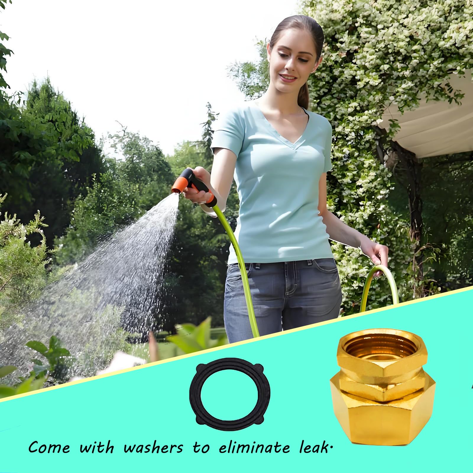 Raccordi per tubo da giardino, 1 NPT femmina x 3/4 GHT femmina a adattatore per tubo da giardino, riduttore in ottone per tubo di riduzione (confezione da 6)
