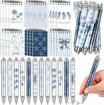 24 Pcs Ocean Notebooks and 24 Pcs Ballpoint Pens Sea Animal Pocket Notepads 6 Design Underwater World Memo Books Set Teach Rewards Supplies Ocean Birthday Partys Gift