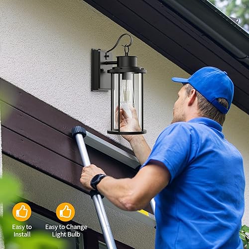 Miniatura 5 de Aplique de pared para exteriores con sensor de anochecer a amanecer lámpara de pared exterior con enchufe de base E26 luces de montaje en pared