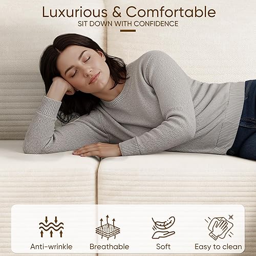 Miniatura 6 de Sofá modular de 102 pulgadas, sofá modular de 4 asientos con asiento profundo, cómoda espuma viscoelástica, sofás tapizados sin hueso para sala de