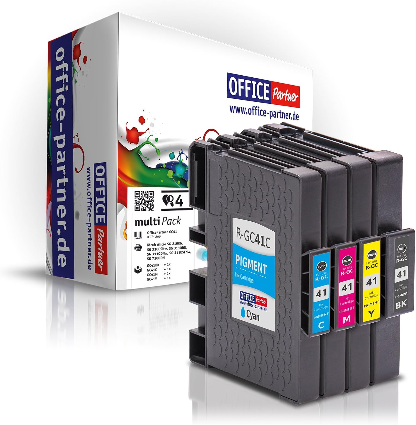 Multipack 4x compatible printer cartridges with chip for Ricoh GC 41, for example, Lanier SG 3100 Series / 3110 DN / 3110 DNW / 7100 dn / Gestetner SG 3100 Series / 3110 DN / 3110 DNW / Gestetner SG-K 3100 dn / NRG Aficio SG 3100 Series / SG 3110 DN / SG 3110 DNW / NRG SG 3100 Series / 3110 DN / 3110 DNW / NRG SG K-3100 dn / Ricoh Aficio 3100 Series SG / SG 3100 SNW / SG 3110 dn / SG 3110 dnw / SG 3110 n / SG 3110 SFNw / SG 3120 B SF / SG 3120 B SFN / SG 3120 B SFNw / SG 7100 dn / SG K 3100 dn