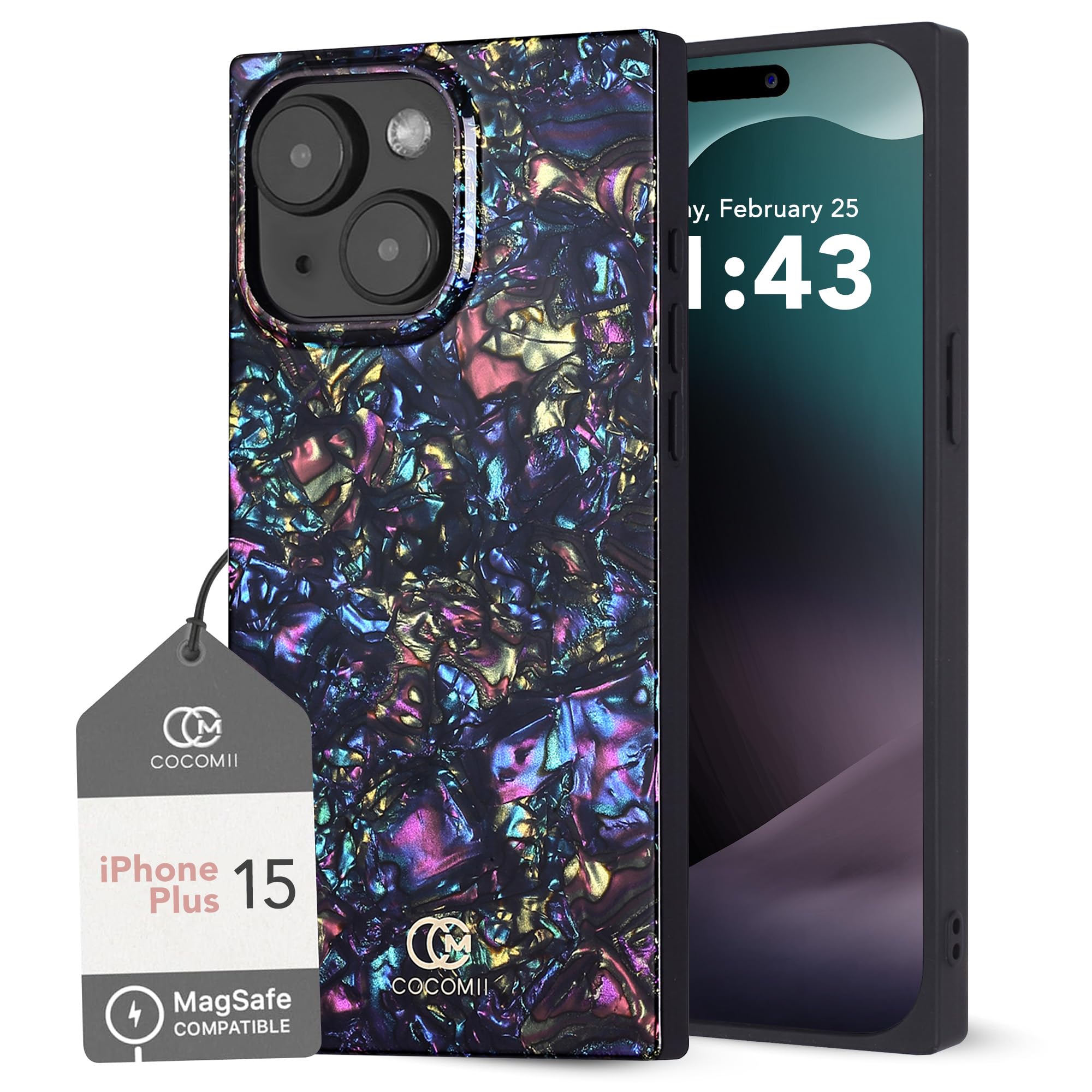 Cocomii Retangle Case for iPhone 15 Plus/14 Plus, Compatible with MagSafe, Nebula Abalone Shell