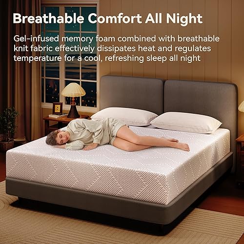 Miniatura 4 de BedsPick Colchón Queen de espuma viscoelástica de 10 pulgadas, firmeza media, gel refrescante para aliviar la presión y el dolor de espalda,