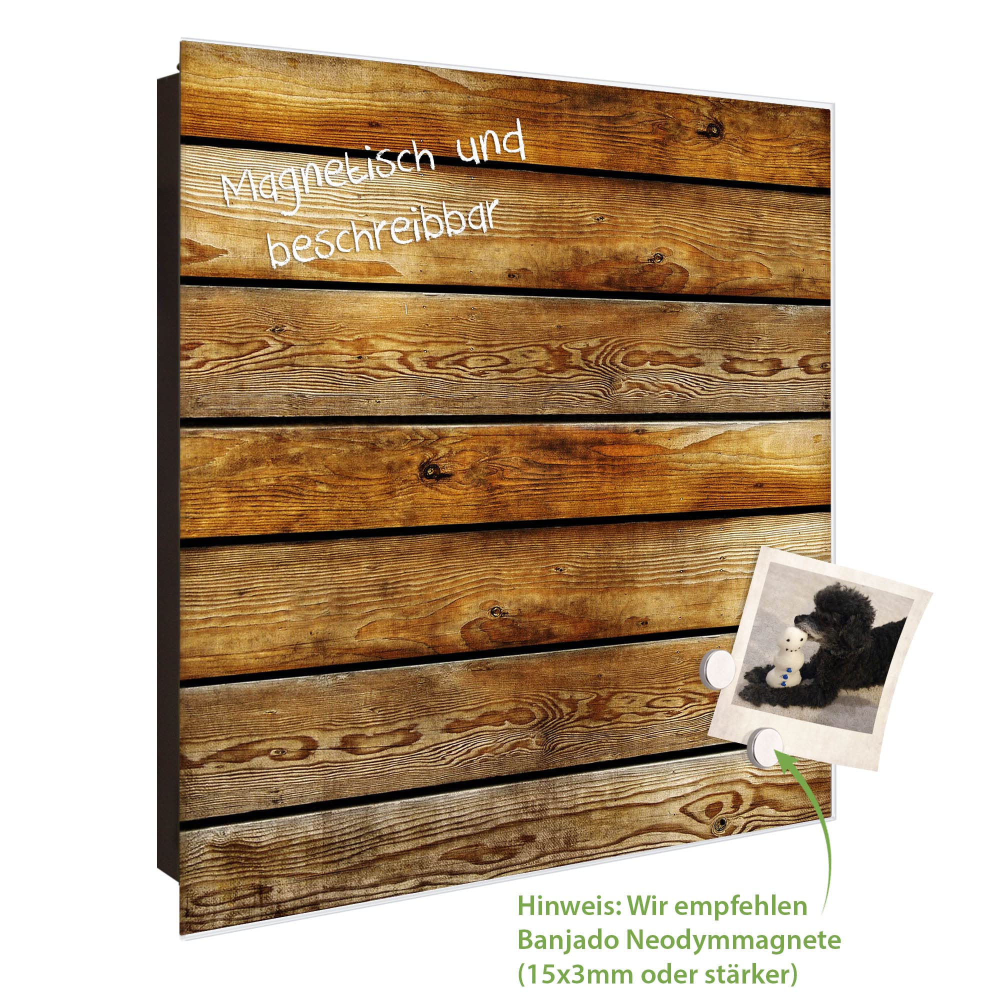 Banjado Schlüsselkasten Glas 30x30cm - Mit 50 Haken & Magnetischer Tafel