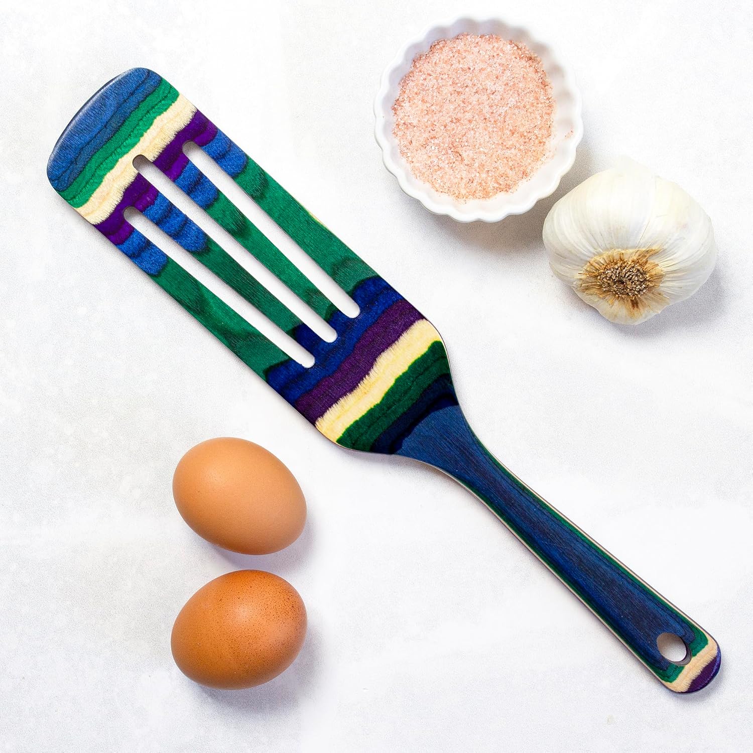 Baltique Mumbai Collection 13" Wooden Spurtle Spatula – Colorful Birch Wood Cooking Utensil, Nonstick Safe, Versatile Stirring & Serving Tool - Image 4