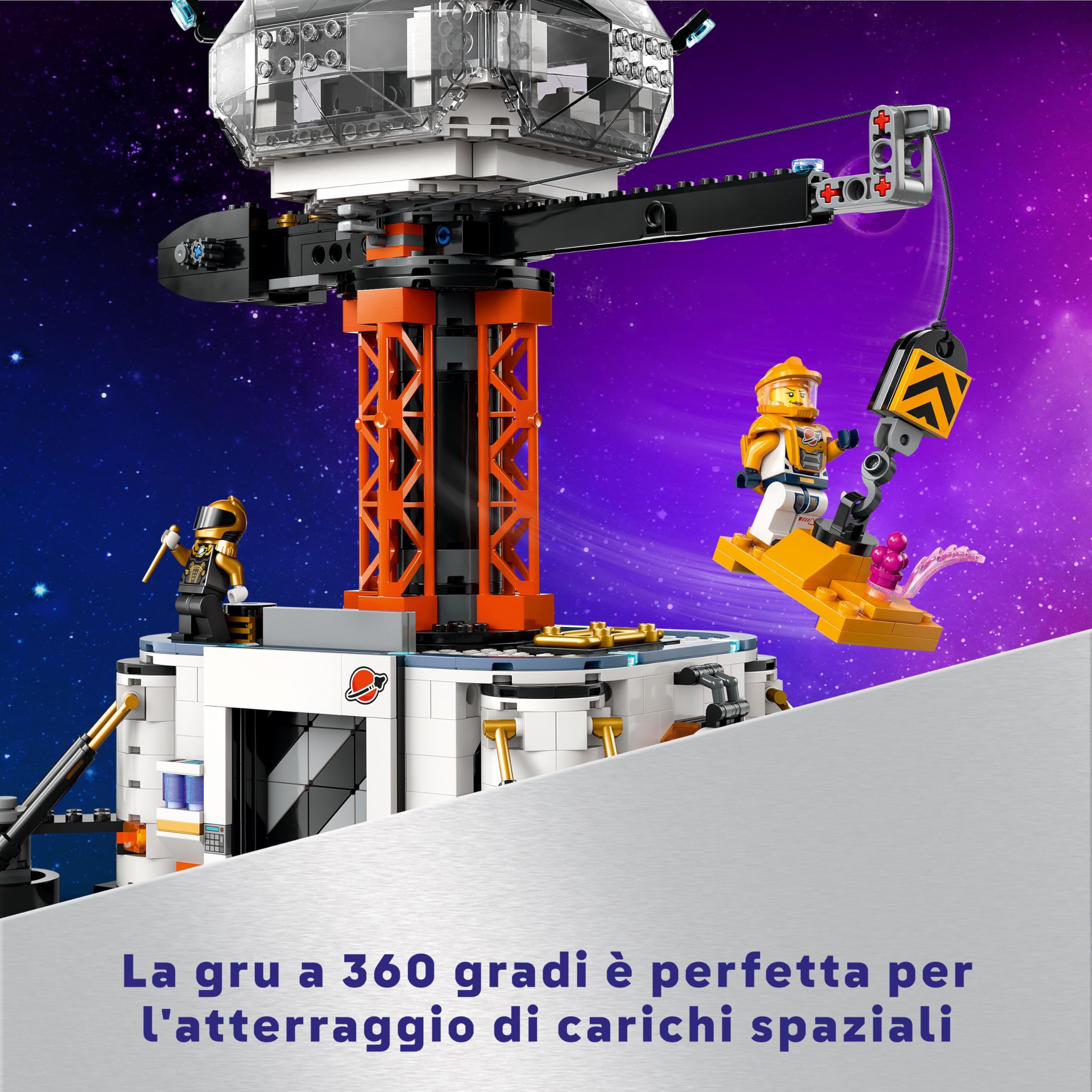 LEGO City Base Spaziale e Piattaforma di Lancio, Gioco per Bambini da 8 Anni in su con Gru Giocattolo a 360 Gradi, Astronave, Veicolo Rover, 6 Minifigure di Astronauti, Robot e 2 Alieni 60434